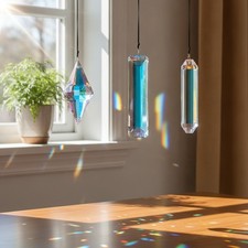 3 Pack 5" Crystal Suncatcher Prisms - Rainbow Maker Window Decor