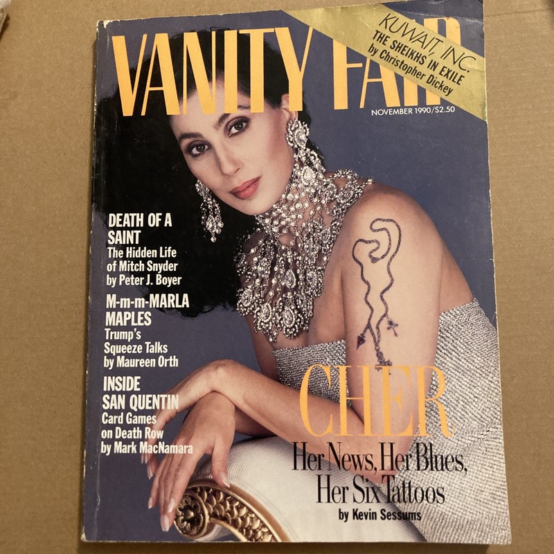 VANITY FAIR-NOVEMBER 1990 CHER Her News, Blues, 6 Tattoos 