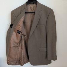 Jos. A. Bank Mens Gordon Sport Coat 46 Long Brown Houndstooth 100 Wool Blazer