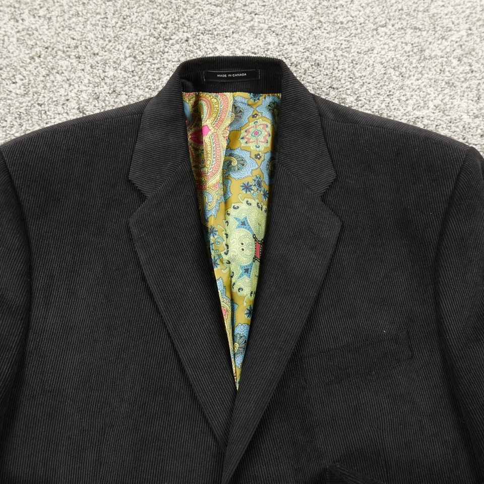 Blazer de pana para hombre 44 negro cordón ballena cachemira forrada chaqueta abrigo deportivo Canadá Foto 2 de 4