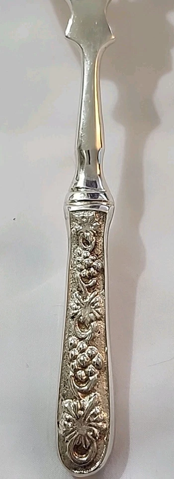 Recortes perforados de filigrana de servidor de peces de placa de plata de colección ornamentados sin marca EC  Foto 4 de 4