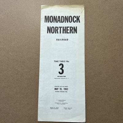#ad Monadnock Northern Railroad Company Timetable #3 Railroad Ephemera 1963 $19.99