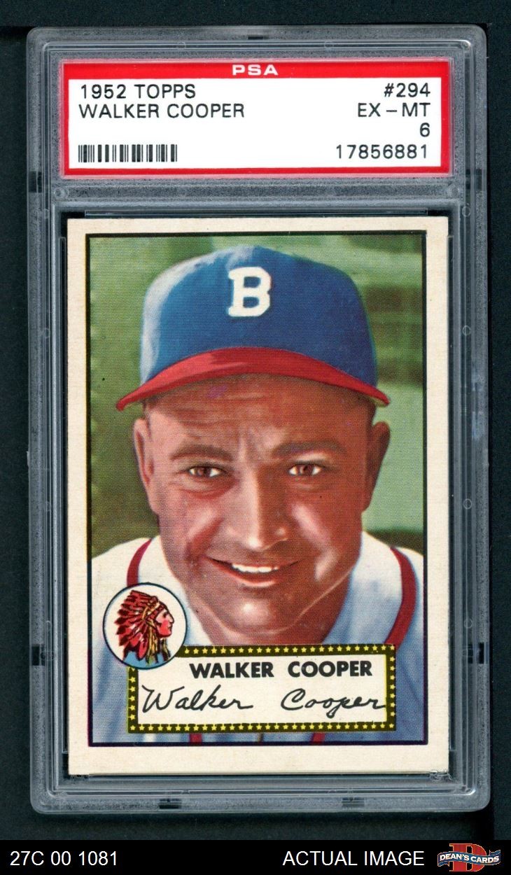 1952 Topps #294 Walker Cooper Braves SHORT-PRINT PSA 6 - EX/MT