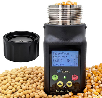 Accurate Portable Grain Moisture Tester - ±0.5% Precision, 25 Grains, Data Save