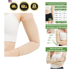Compression Arm Sleeves Women 20-30 mmHg Flower Support for Swelling Circulation