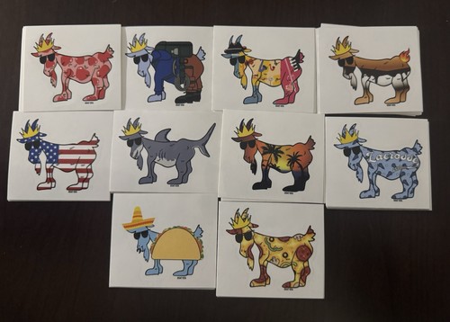 Goat USA Lot 10 Stickers Apple Pizza Taco Jazz Smores Climber Shark Lax Palm +