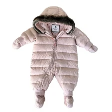 Petit Bateau France Baby Girl Snowsuit Down Filled Bunting Blush Pink 6 Months