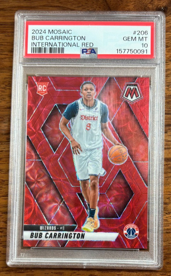 2024-25 PANINI MOSAIC BUB CARRINGTON RED SCOPE /75 ROOKIE WIZARDS PSA 10 G26701