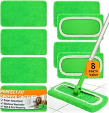 8 Pack Reusable Microfiber Mop Pads Replacement Compatible W/ Swiffer Sweeper