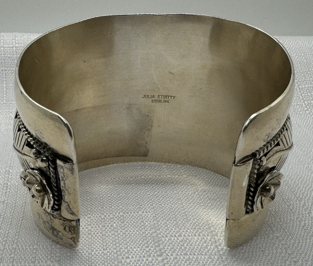 Julia Etsitty Signed Sterling Silver Cuff Bracele… - image 5