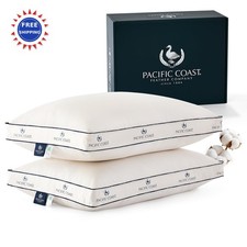 Bed Pillows Goose Feather Down King Size Set of 2 100 Organic Cotton Pacific