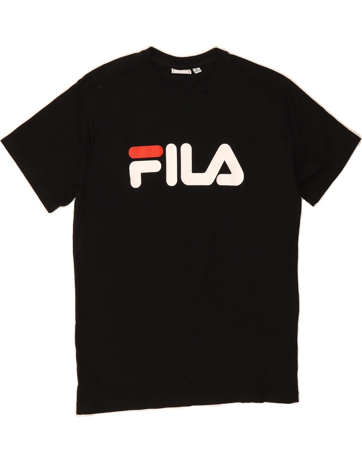 T shirt FILA uomo Petite grafica top UK 34 XS cotone nero BQ02