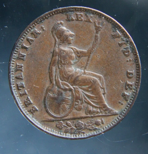 Great Britain, Farthing, 1837 copper coin, William IV,#2