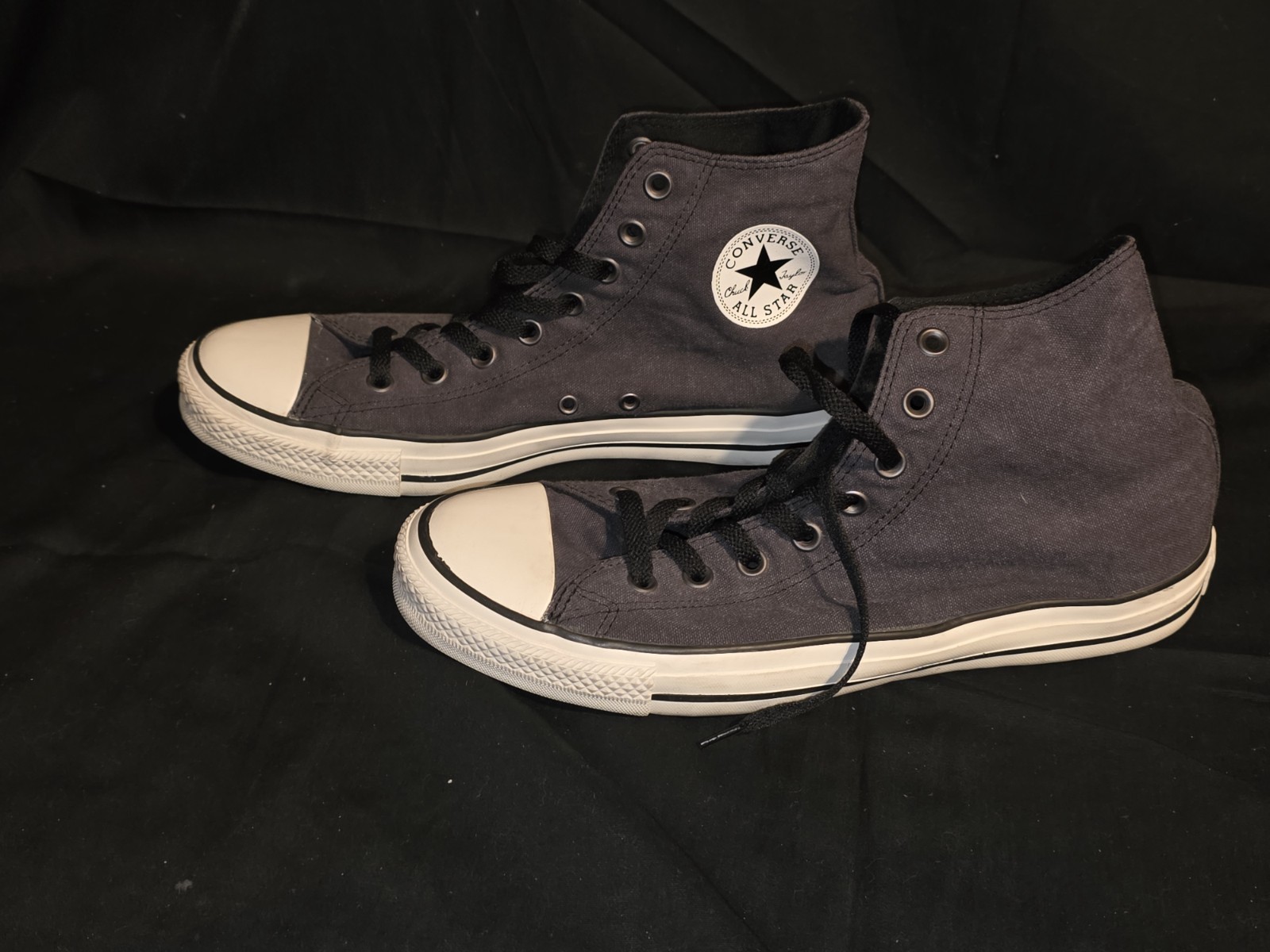 Converse All Star Chuck Taylor Gray Canvas Hi Top Shoes Sneakers M10.5 W12.5