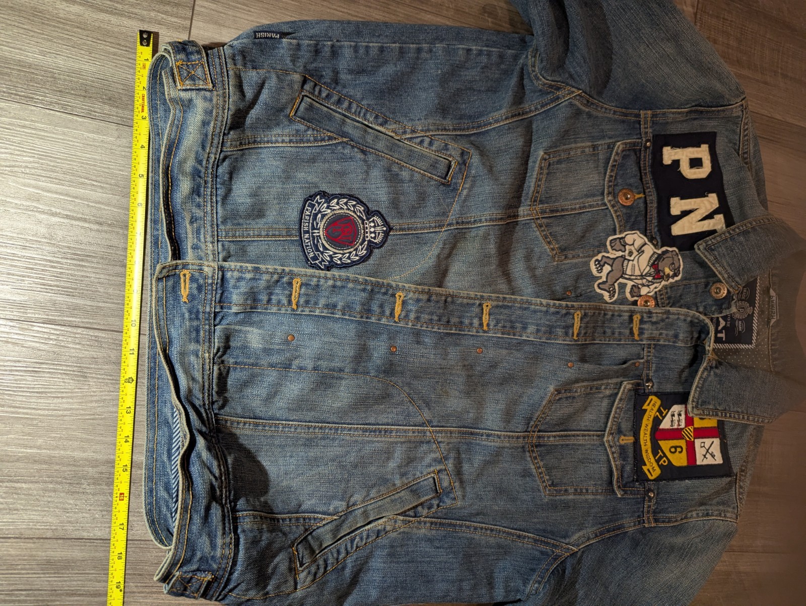 PARISH Nation Patchwork Denim Jacket Size 2XL - image 8