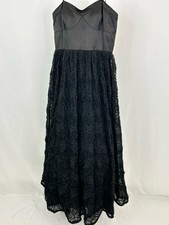 ADRIANNA PAPELL Strapless Floral Rosette Gown Dance Size 10 Black Women Dress