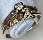 Vintage Black Hills Gold Sterling 12K Leaves CZ Bypass Ring CCO Size 9/9.5 aprox