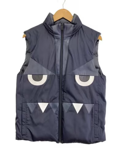 FENDI/BAG BUGS/Monster Eye/Down Vest/Reversible/Size 46/Polyester/NVY