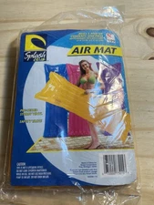 VTG Kmart Splash Club Pool Inflatable Air Mat Swim 72"x27" Raft Yellow NOS