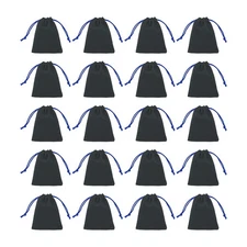 20pcs Flocked Drawstring Bag 2.8 x 3.5 Inch Jewelry Pouches Gift Bags, Navy