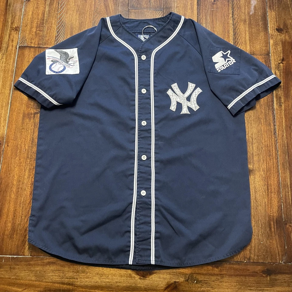 Camiseta de béisbol vintage de los New York Yankees para hombre XL azul marino MLB béisbol iniciador años 90 Foto 3 de 4