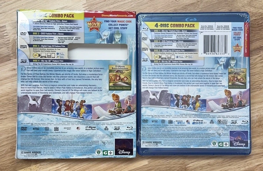 NEW SEALED Disney Secret of the Wings Blu-ray 3D & 2D + DVD Fairies w/Slipcover - Image 2 of 2