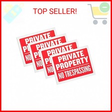 8 Pack Private Property No Trespassing Sign 9 x 12 Inch Weatherproof, Water Resi