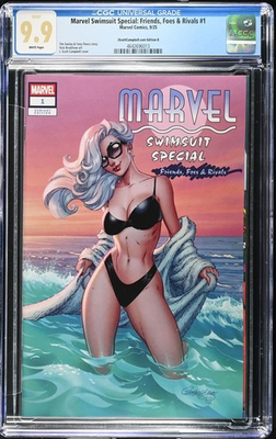 #ad #ad MARVEL SWIMSUIT SPECIAL Friends Foe #1 Black Cat J Scott CAMPBELL CGC 9.9 Graded $199.99