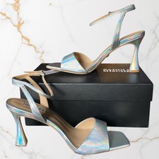 Badgley Mischka Cady Heeled Sandals In Silver Iridescent  NIB SIZE 10