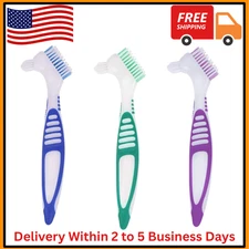 3 Pcs Denture Cleaning Brush Portable Cleaning Brush False Teeth Brushes for Den