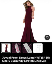Jovani Burgundy Stretch Lined Lace Up Zip Mermaid Gown Prom Dress Size 2 PROM