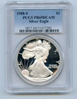 1988-S Proof American Silver Eagle 1 OZ PCGS PR69 DCAM - Milk Spots