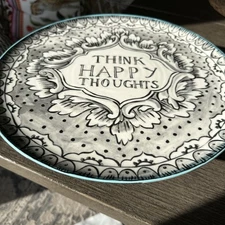 Molly Hatch Think Happy Thoughts Cake Stand  14 Inch Diameter Collectible