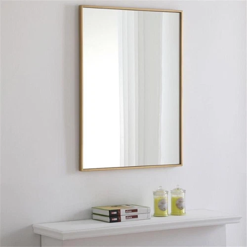 Elegant Decor Monet 32" x 24" Rectangle Metal Frame Mirror in Brass - Picture 7 of 12