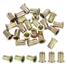 40 Pcs Carbon Steel Rivet Nut 1/4",Gold