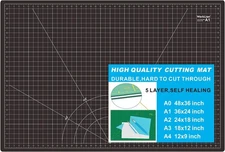 Self Healing Cutting Mat: 24 x 36 in Large Double Sided 5-Layer Gridded PVC Cut