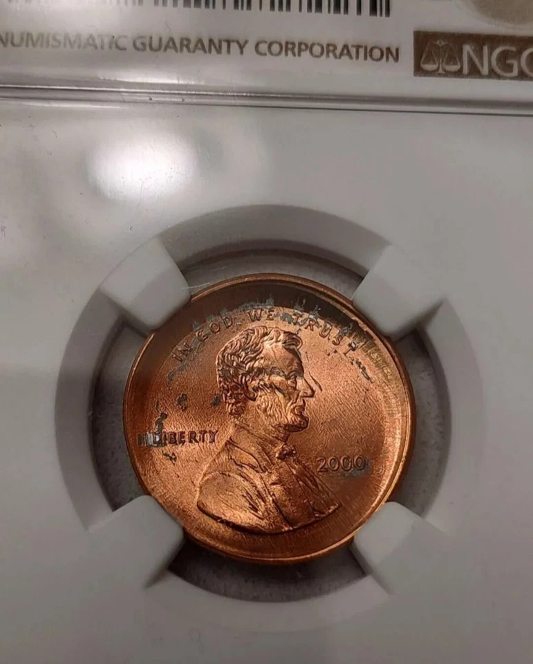 2000 DOUBLE STRUCK + Broadstrike  MINT ERROR  NGC MS-65red Gema - Image 4 of 4