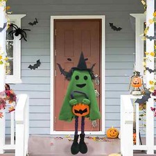 Halloween home Porch Decorations Outdoor Collapsible Ghost w Pumpkin witch hat