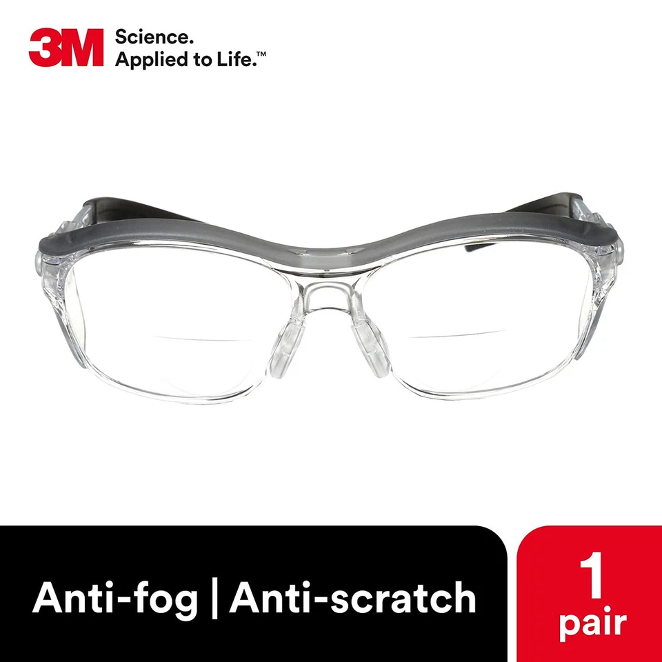 3M Clear Anti Fog BIFOCAL READERS Safety Glasses UV ANSI Z87+ Protective Eyewear - Image 4 of 4