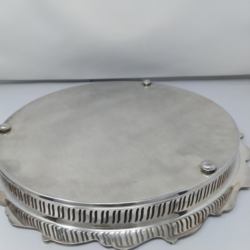 Webster Wilcox IS Joanne 15" Silverplate Chased Footed Waiter Tray 7272G - Picture 6 of 16