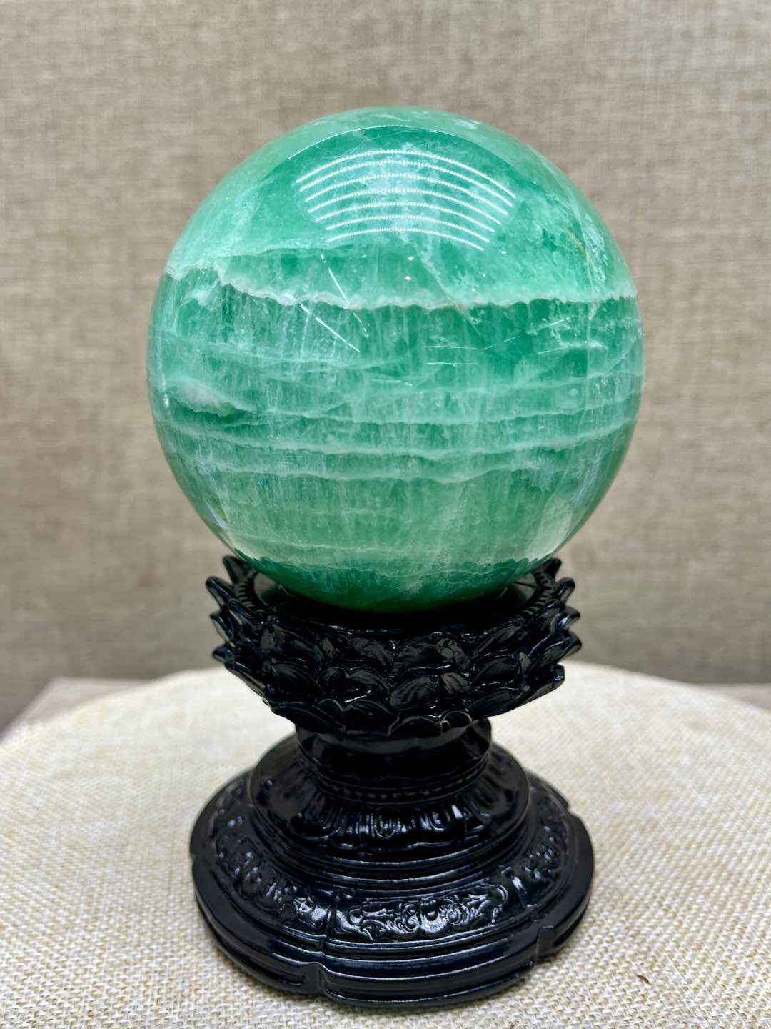 2.83LB Natural Fluorite Quartz Sphere 91mm Reiki Healing Crystal Ball