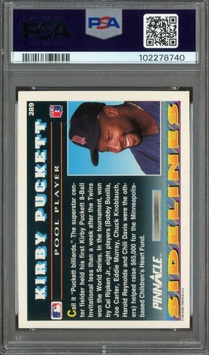 1992 Pinnacle #289 Kirby Puckett HOF PSA 6 EX-MT - Picture 2 of 2