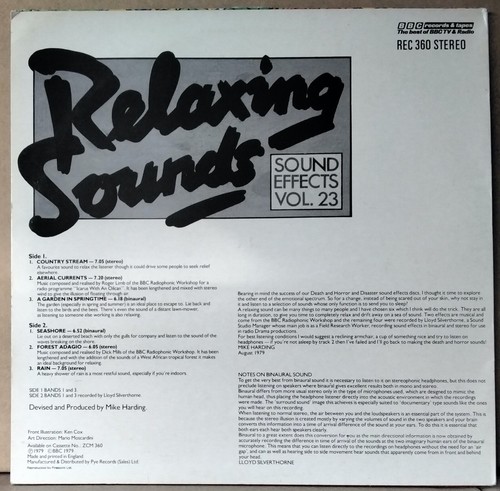 RELAXING SOUNDS - SOUND EFFECTS VOL. 23 BBC RECORDS REC 360 UK 1979 LP - Bild 2 von 3