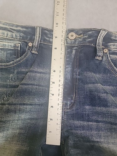 Pantalones de mezclilla KanCan para mujer 30 32x26,5 con puños al tobillo desgastados elásticos azul oscuro medio - Imagen 9 de 15