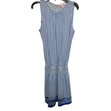 Jude Connally Scarlett Dress Gathered Drop Waist Sz XS Blue Stretch