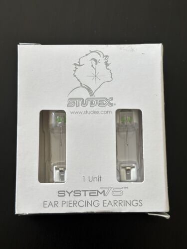 Studex System 75 Ear Piercing Earrings 5MM C/Z Neon Green New Exp. 2023 NEW