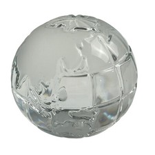 Globe Earth Ball Clear Frosted Lead Crystal Glass Desktop Paperweight