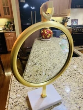 NEW FRONTGATE  SIENNA LARGE VANITY MIRROR WITH IVORY MARBLE STAND NEW $249