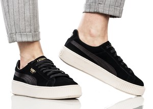 suede platform mono satin