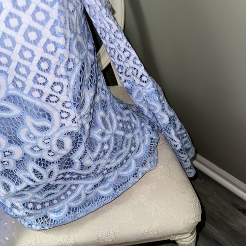 Venus zipper blouse light blue top halter bell sleeve lace top shirt size 6 boho - Picture 13 of 19